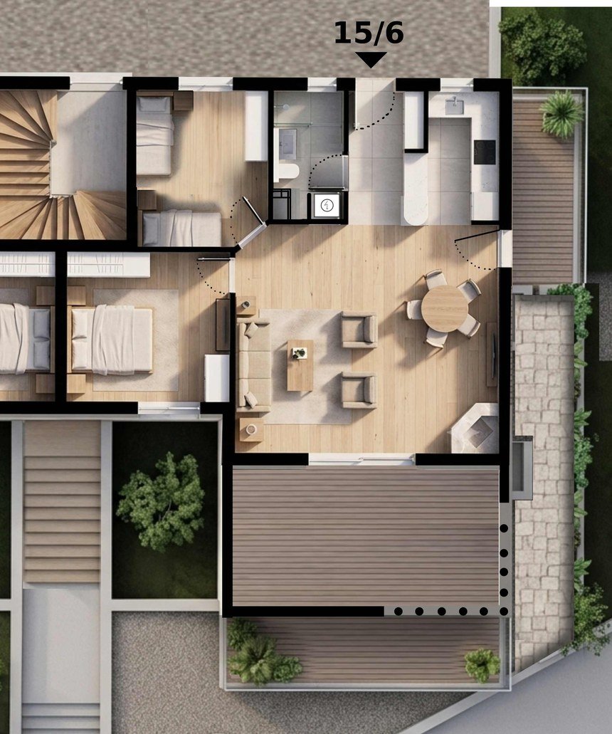 Apartment 15/6 floor plan, 92 m2, Kostanjica Montenegro