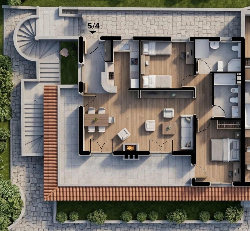 Apartment 5/4 floor plan, 95 m2, Kostanjica Montenegro